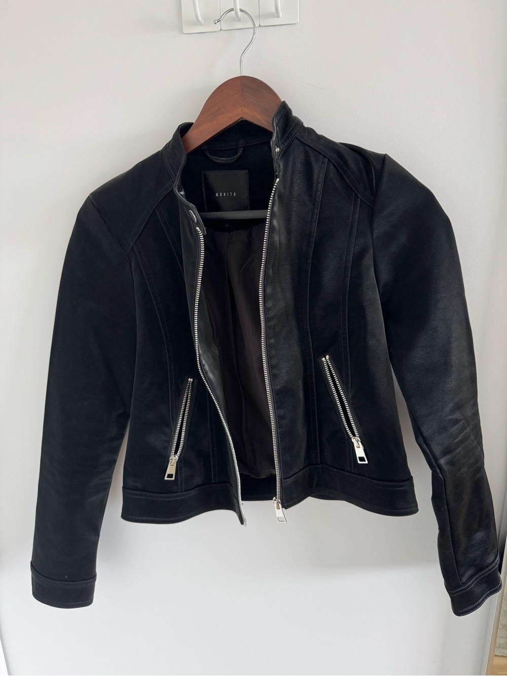 Modern Black Faux Leather Jacket